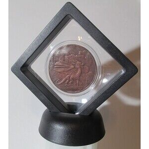 Celtic Lore: Welsh Red Dragon - 1oz .999 copper round-Framed with display Stand